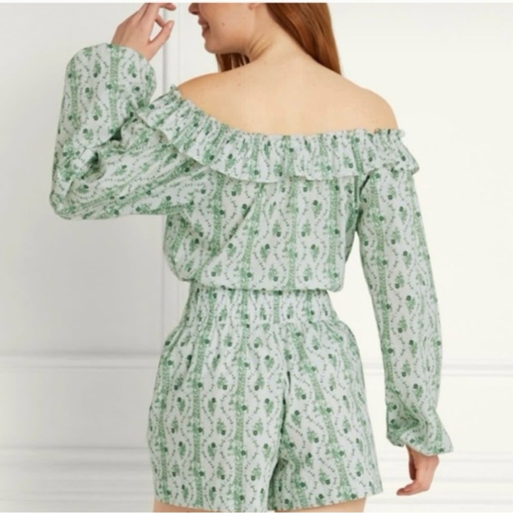 Hill House Home Livie Nap Shorts in Green Vine Stripe